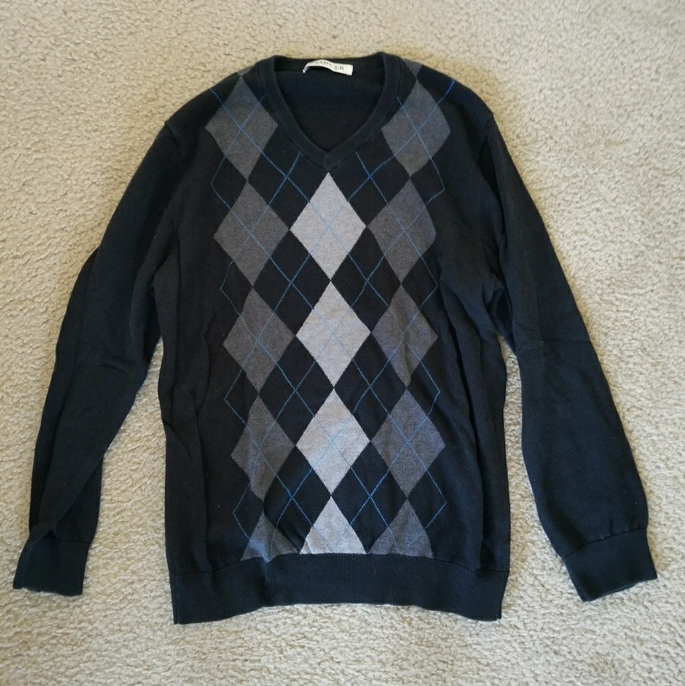 Old Navy Black, Grey and Blue Argyle Sweater